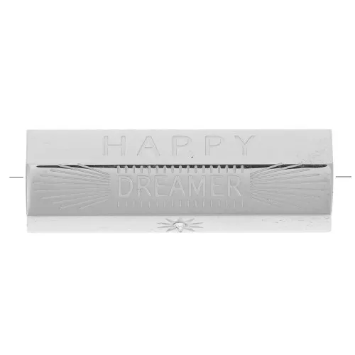 Cuenta cilíndrica con mensaje Happy Dreamer con óxido de zirconio 26x9 mm - Acero inoxidable 304