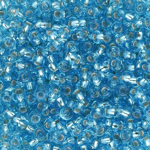 Preciosa Abalorios 9/0 2,5 mm - Aguamarina Forrado de plata x20g