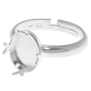 Anillo ajustable para cabujón PureCrystal 4120 10x8 mm entre 53 y 58 - Plata 925|raw }}