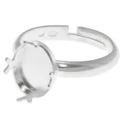 Anillo ajustable para cabujón PureCrystal 4120 10x8 mm entre 53 y 58 - Plata 925