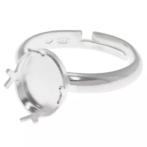 Anillo ajustable para cabujón PureCrystal 4120 10x8 mm entre 53 y 58 - Plata 925