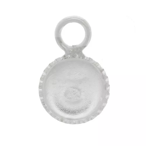 Colgante redondo con borde para cabuchón fondo plano de 3 mm - Plata 925 x1