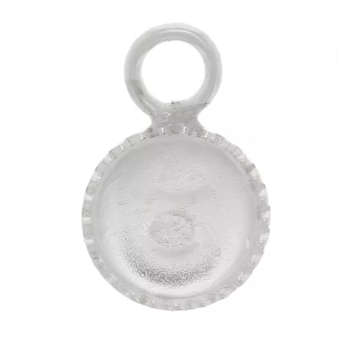 Colgante redondo con borde para cabuchón fondo plano de 4 mm - Plata 925 x1