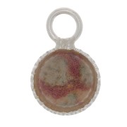 Colgante redondo con borde para cabuchón fondo plano de 4 mm - Plata 925 x1