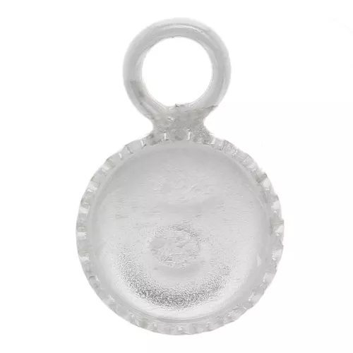 Colgante redondo con borde para cabuchón fondo plano de 6 mm - Plata 925 x1