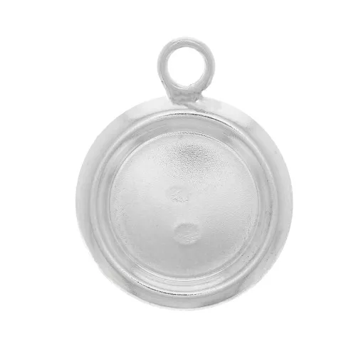 Colgante redondo con borde para cabuchón fondo plano de 5 mm - Plata 925 x1