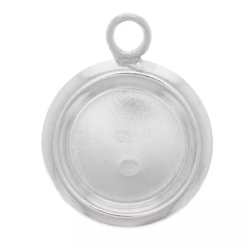 Colgante redondo para cabuchón fondo plano de 8 mm - Plata 925 x1