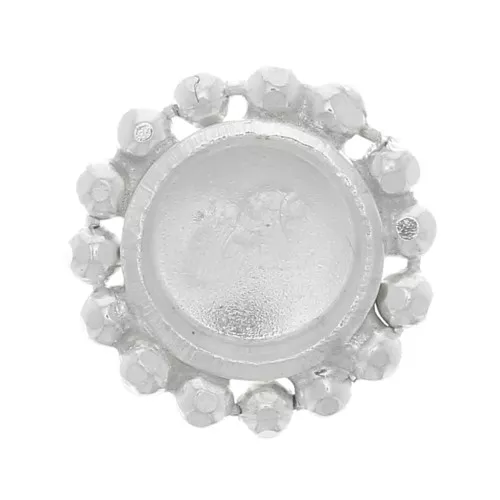 Engaste redondo con pequeñas bolas limadas para cabujón de 4 mm - Plata 925 x1