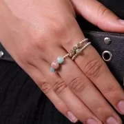 Engaste redondo con pequeñas bolas limadas para cabujón de 4 mm - Plata 925 x1