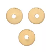Cuentas arandelas Heishi - Discos planos perforados 4x1 mm - Dorado oro fino x10