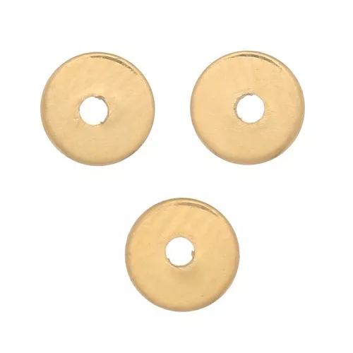 Cuentas arandelas Heishi - Discos planos perforados 4x1 mm - Dorado oro fino x10