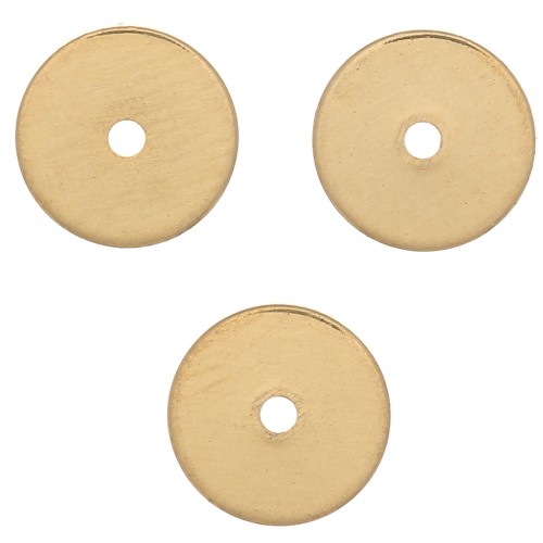 Cuentas redondas Heishi - Discos planos perforados 6x0,5 mm - Dorado oro fino x10