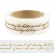 Cinta adhesiva 15 mm Caligrafía Crudo/Bronce x10m