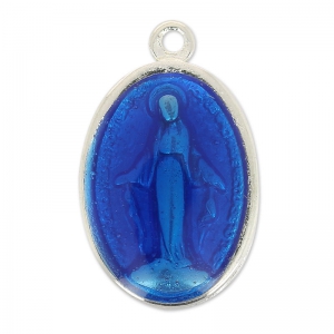 Medalla Virgen esmaltada 25 mm Azul x1