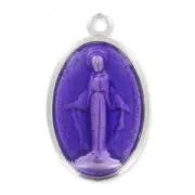 Medalla Virgen esmaltada 25 mm Purple x1