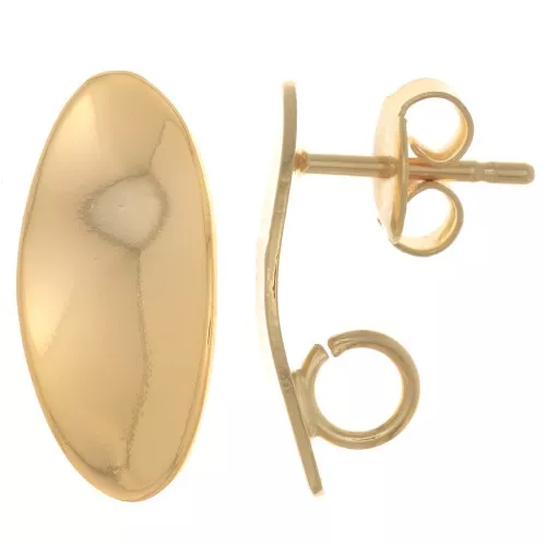 Ganchos pendientes ovalado 18x8 mm - anilla abierta - Dorado oro fino x2