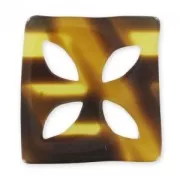 Separador cuadrado irregular 38 mm imitación cuerno Marrón x1