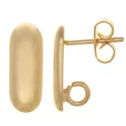 Pendientes Rectángulo Redondeado 15x6 mm - Anilla Abierta - Dorado oro fino x2