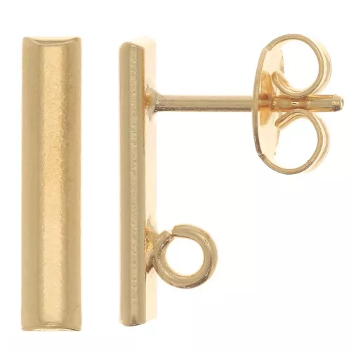 Pendientes de barra redonda 15x3 mm - anilla abierta - - Dorado oro fino x2x2