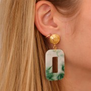 Pendientes motivo étnico 14 mm - anillo abierto - Dorado oro fino x2