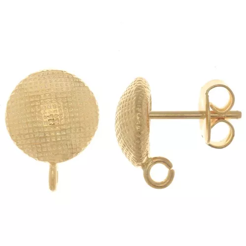 Ganchos pendientes redondos con textura de 10 mm anilla abierta Dorado oro fino x2