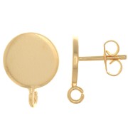 Pendientes de disco 10 mm - Anilla perpendicular abierto - Dorado oro fino x2