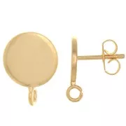 Pendientes de disco 10 mm - Anilla perpendicular abierto - Dorado oro fino x2