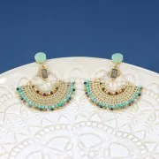 Pendientes de disco 8 mm - Anilla perpendicular abierta - Dorado oro fino x2