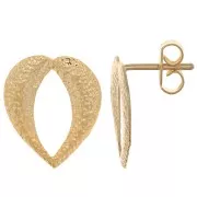 Ganchos pendientes corazón calado martillada 16x13 mm - Dorado oro fino x2