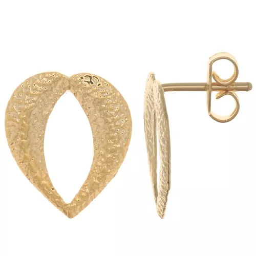 Ganchos pendientes corazón calado martillada 16x13 mm - Dorado oro fino x2