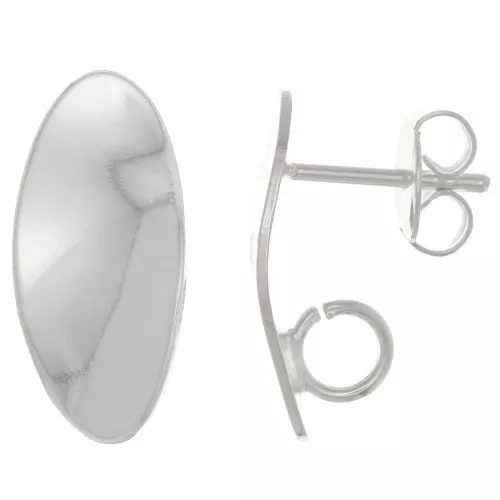 Ganchos pendientes ovalado 18x8 mm - anilla abierta - Chapado en plata x2