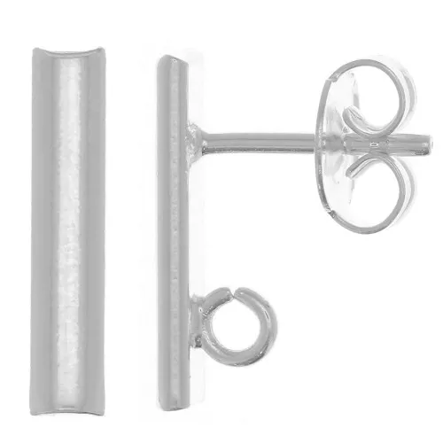 Ganchos Pendientes de barra redonda 15x3 mm Anilla abierta - Chapado plata fina x2