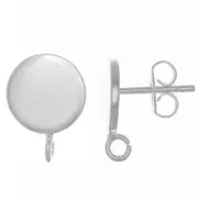 Pendientes disco 10 mm - Anilla perpendicular abierta - Chapado en plata