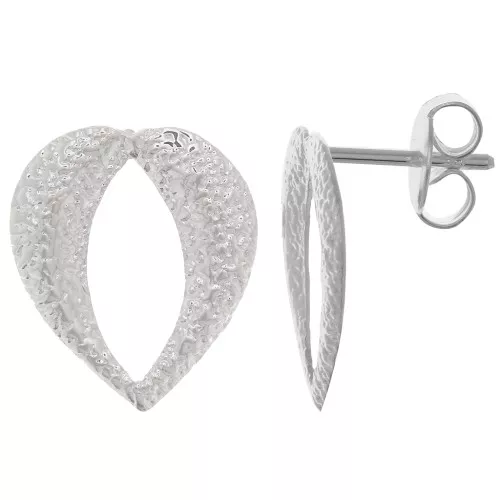 Ganchos pendientes corazón calado martillado 16x13 mm - Chapado en plata fina x2