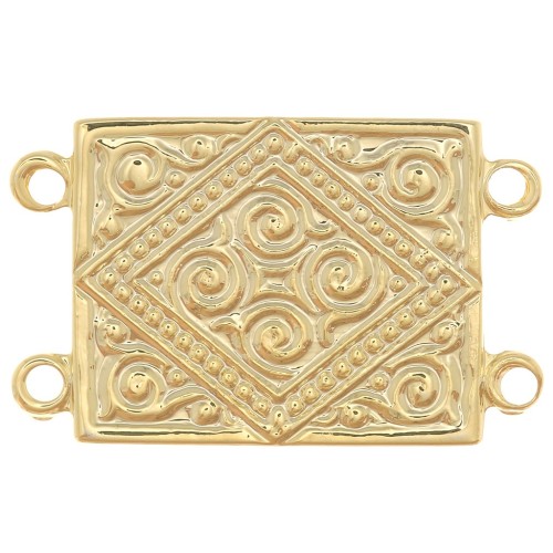 Separador rectangular 2 filas 22x13,5 mm diseño étnico - Chapado en oro x1