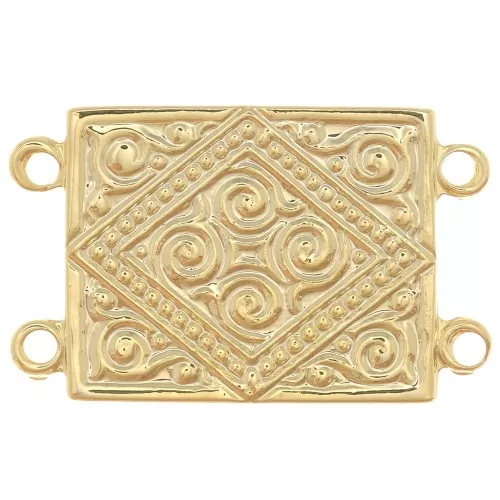 Separador rectangular 2 filas 22x13,5 mm diseño étnico - Chapado en oro x1