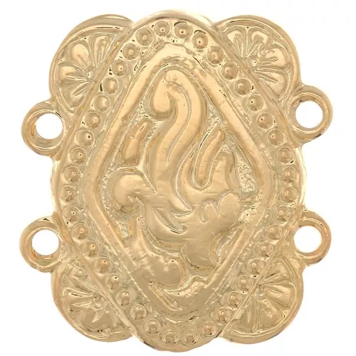 Separador rectangular 2 filas 17x15 mm diseño étnico - Oro fino x1