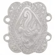 Separador rectangular 2 filas 17x15 mm patrón étnico - Plateado fino x1