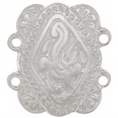 Separador rectangular 2 filas 17x15 mm patrón étnico - Plateado fino x1