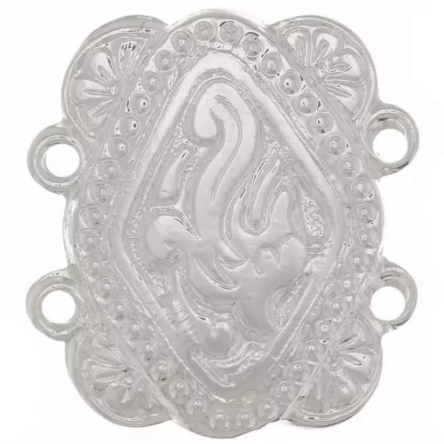 Separador rectangular 2 filas 17x15 mm patrón étnico - Plateado fino x1