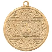 Colgante medalla 22 mm - motivo estrella trabajada - Dorado con oro fino x1