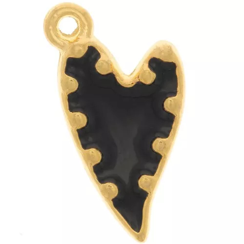 Colgante corazón irregular - resina epoxi 22x13mm Dorado con oro fino - Negro