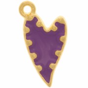 Colgante corazón irregular de resina epoxi 22x13mm - Chapado en oro - Morado|raw }}