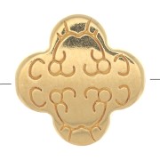 Cuenta de trébol trabajada de 11 mm - Chapado en oro x1