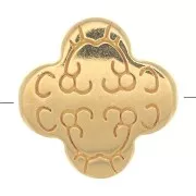 Cuenta de trébol trabajada de 11 mm - Chapado en oro x1