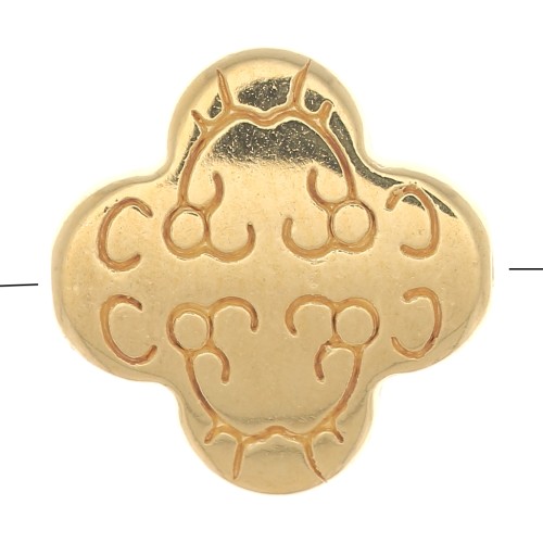Cuenta de trébol trabajada de 11 mm - Chapado en oro x1