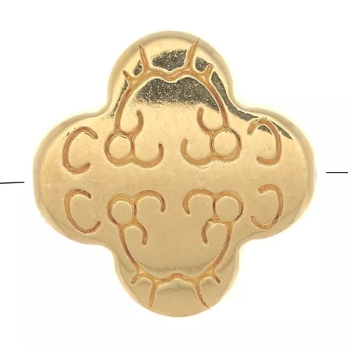 Cuenta de trébol trabajada de 11 mm - Chapado en oro x1