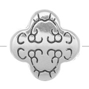 Cuenta de trébol trabajada 11 mm - Plateado antiguo x1