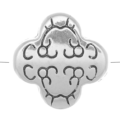 Cuenta de trébol trabajada 11 mm - Plateado antiguo x1