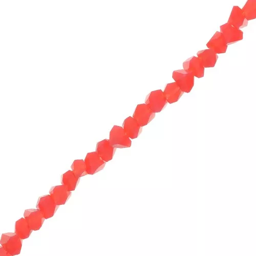 Cuentas de vidrio irregulares facetado 3mm - Coral x33cm